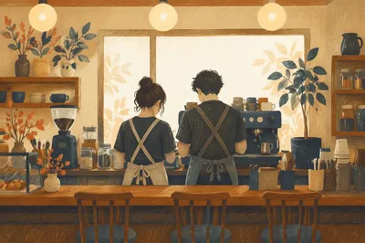 Cozy Independent Coffee Shop Barista Counter