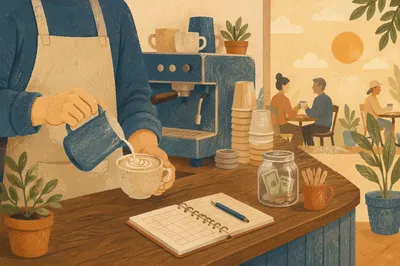 Cozy Cafe Barista Preparing Morning Latte