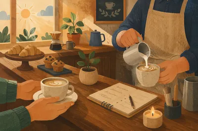 Morning Barista Counter With Business Plans