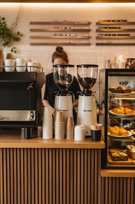 Warm Cafe Counter With Anonymous Barista