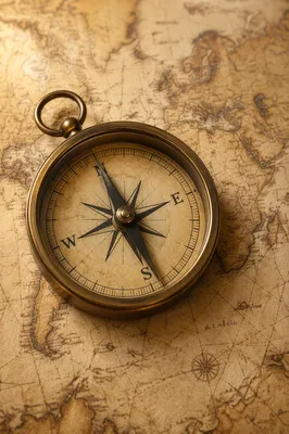 Vintage Compass on Map for Business Direction