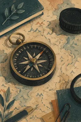 Brass Compass on Map for Business Direction