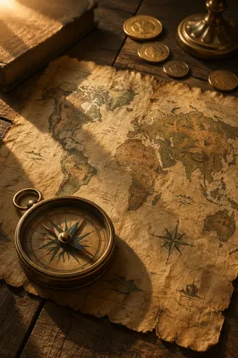 Vintage Compass on Map for Business Direction