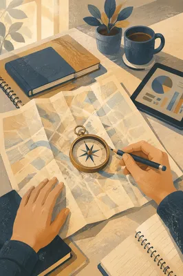 Compass on City Map for Business Planning