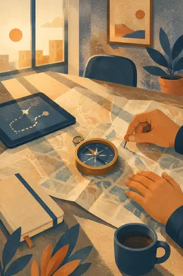 Compass on City Map for Business Direction
