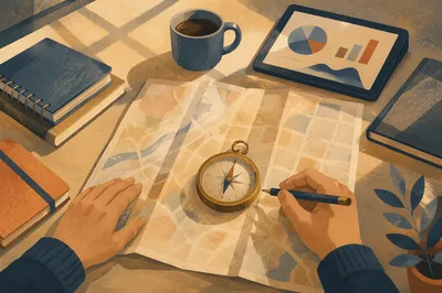 Compass on Map for Business Direction