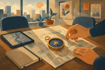 Compass on City Map for Business Direction