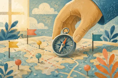Compass on Map for Business Direction