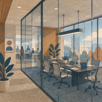 Modern Glass Conference Room in Contemporary Office