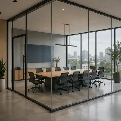 Modern Glass Conference Room Interior