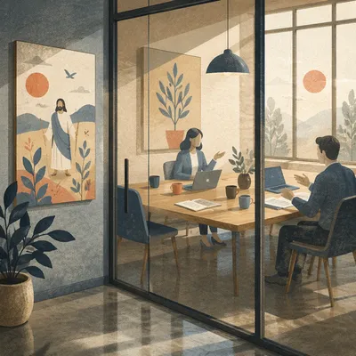 Modern Glass Wall Conference Room Scene