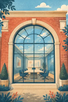 Modern Brick Office Conference Room View