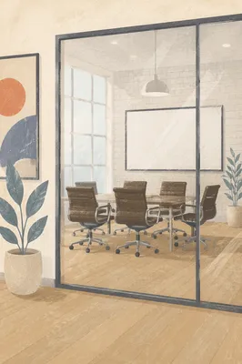 Modern Glass Conference Room Interior