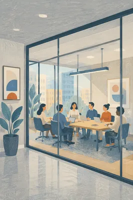 Modern Glass Conference Room in Office