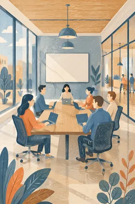 Modern Glass Conference Room with Morning Light