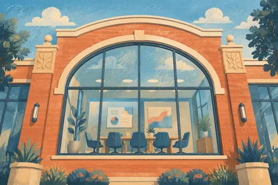 Modern Conference Room Behind Arched Glass