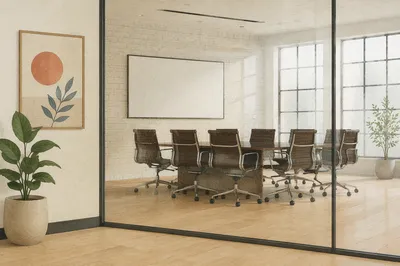 Modern Glass Conference Room Interior