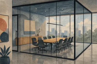 Modern Glass Conference Room Interior