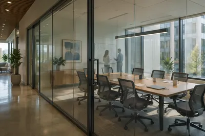 Modern Glass Wall Conference Room Interior