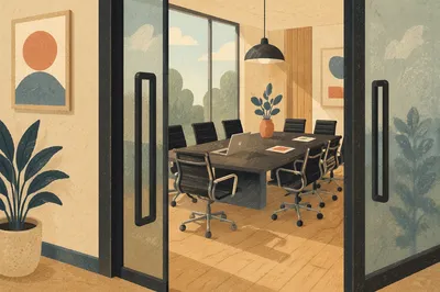 Modern Conference Room Behind Glass Doors