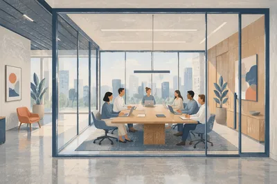 Modern Glass Conference Room in Sleek Office