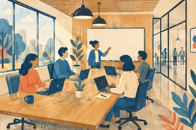 Modern Glass Conference Room with Morning Light