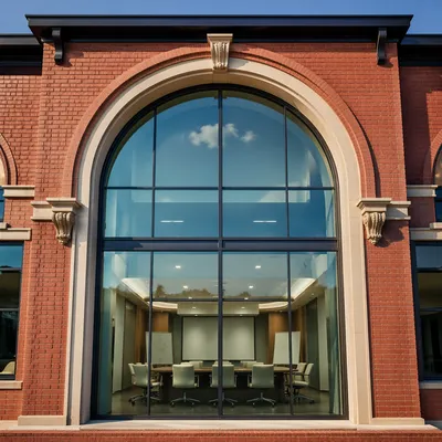 Modern Glass Conference Room in Brick Facade