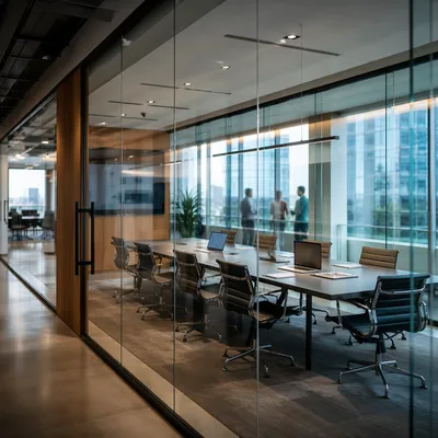 Modern Glass Conference Room Interior