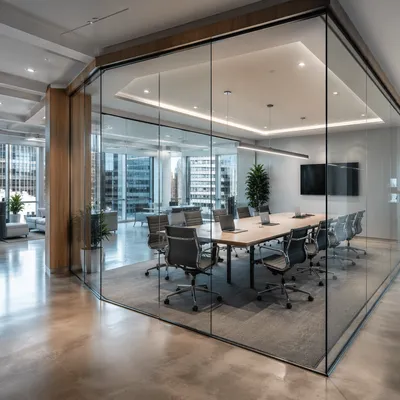 Modern Glass Conference Room in Sleek Office