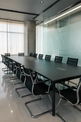 Modern Conference Room with Frosted Glass Wall