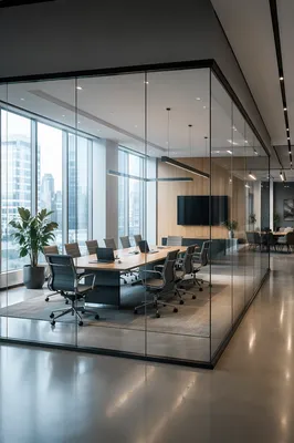 Modern Glass Conference Room in Sleek Office