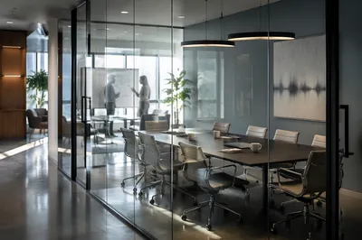 Modern Glass Wall Conference Room Scene