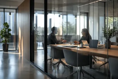 Modern Glass Wall Conference Room Interior