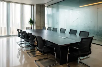 Modern Conference Room with Frosted Glass Wall