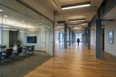 Modern Glass Wall Conference Room Interior