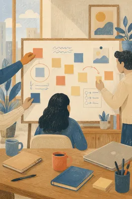 Bright Conference Room Brainstorming Whiteboard Scene