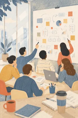 Team Brainstorm at Conference Room Whiteboard