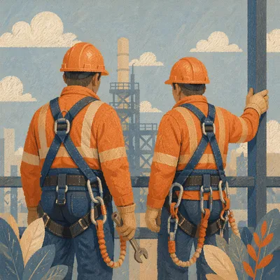 Construction Workers in Safety Harnesses