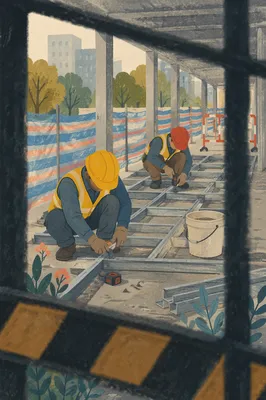 Construction Workers Installing Floor Framing