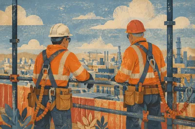 Construction Workers in Safety Gear at Job Site