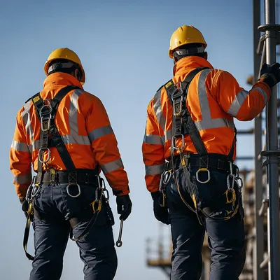 Construction Workers in Safety Harnesses