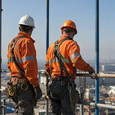 Construction Workers on Elevated Job Site
