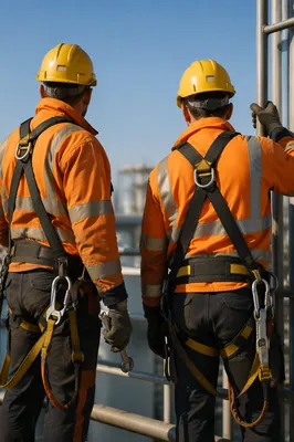 Construction Workers in Safety Harnesses