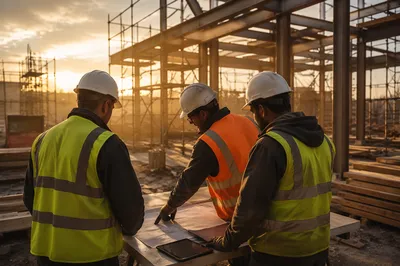 Construction Team Planning at Sunrise