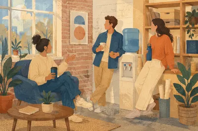 Coworkers Chatting During Office Break Time