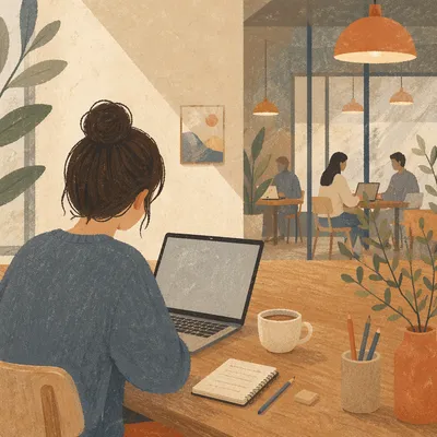 Freelancer Morning in Calm Coworking Space