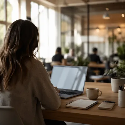 Freelancer Working in Calm Coworking Space