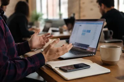 Freelancer Conversation at Modern Coworking Desk