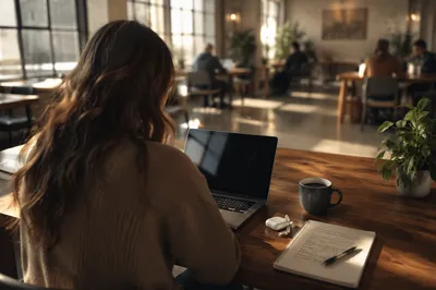 Focused Freelancer in Warm Coworking Space