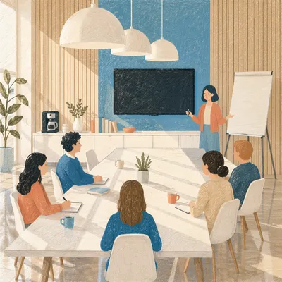 Modern Coworking Meeting Room With Sunlight